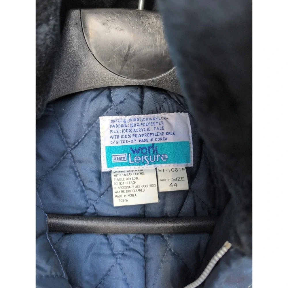 Vintage Sears Work N Leisure Snowsuit Coveralls Mens L 44 Short Blue Hooded - Picture 3 of 3